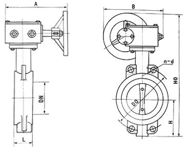 中線不銹鋼對夾蝶閥結構圖 中線不銹鋼對夾蝶閥結構圖
